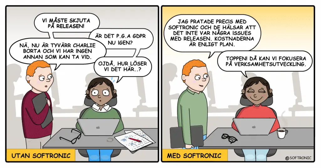 En seriestrip med två figurer