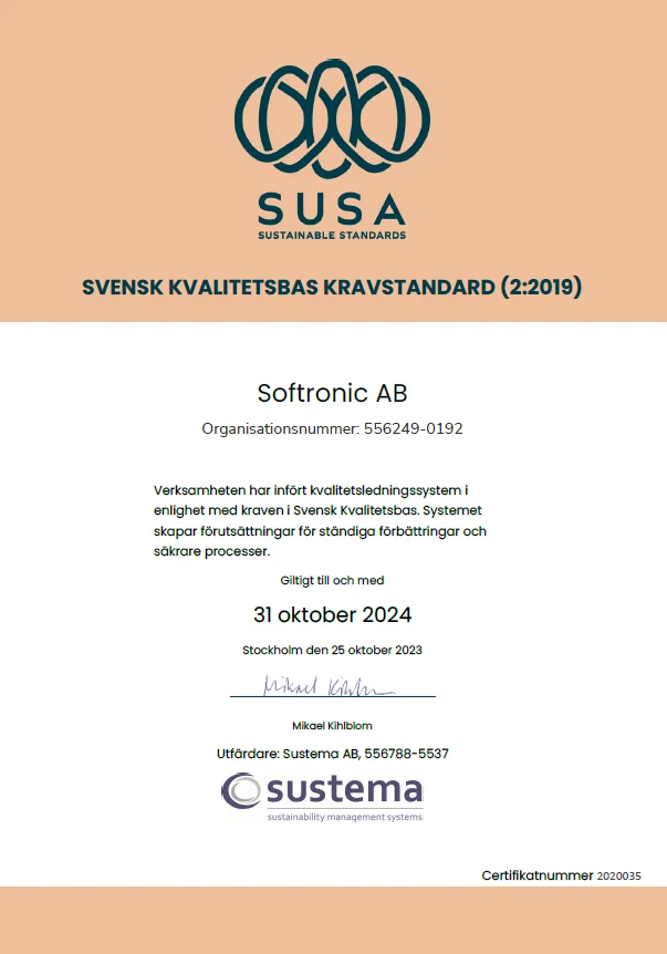 Diplom SUSA (Sustainable Standards)